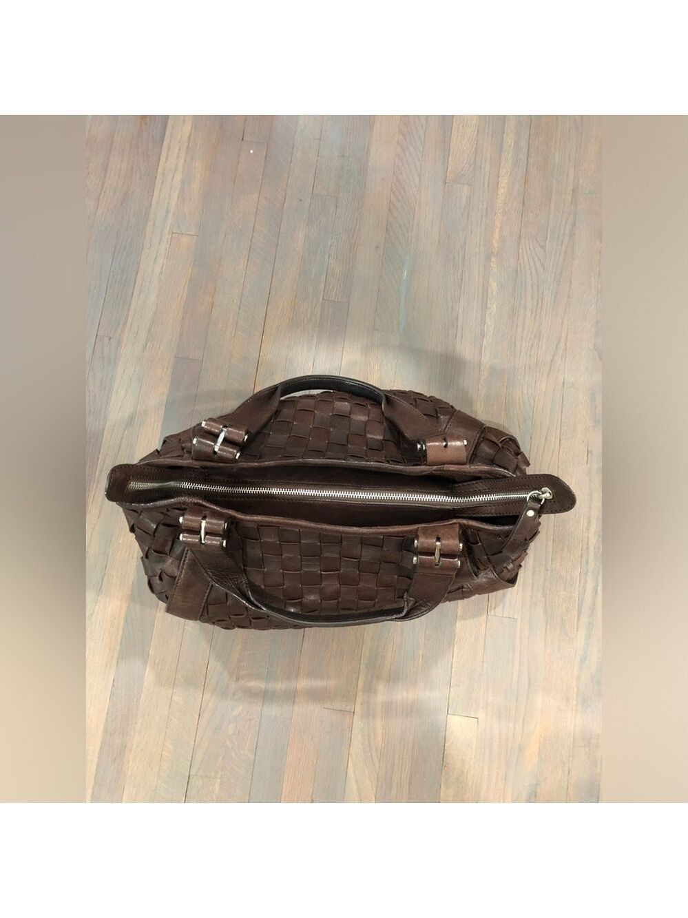 Condotti Italian Leather Handwoven Tote - Dark Brown, Large - Picture 6 of 10